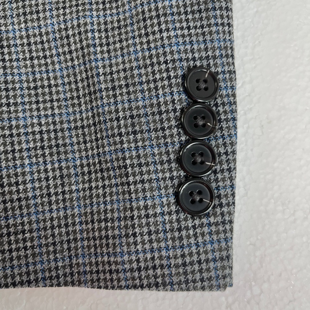 Lauren Ralph Lauren Men's 48R Gray Blue Houndstooth Silk Wool Blazer Jacket - Picture 7 of 11